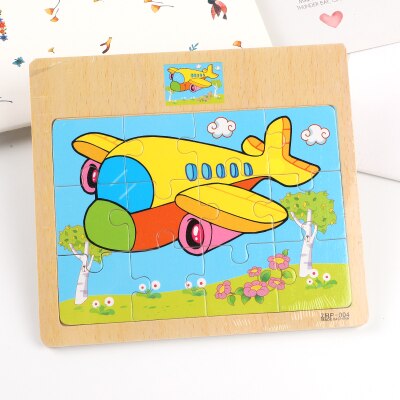 Wooden animal jigsaw baby puzzle children puzzles 3d baby enlightenment early educational toys funny game for kids toddler baby: Plane