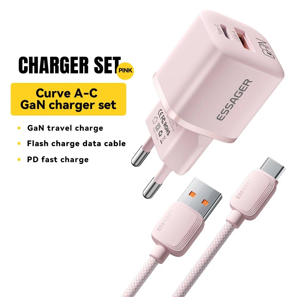 Essager 20W GaN USB tipo C cargador PD carga rápida teléfono QC 3,0 cargadores rápidos para iPhone 14 13 12 11 Pro Max Mini iPad carga: KR