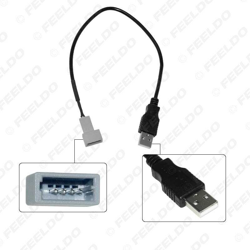 FEELDO Car Audio Radio 2.0 USB to 4Pin Socket Cable for Kia KX5 Sorento Sonata Extension Connector Adapter