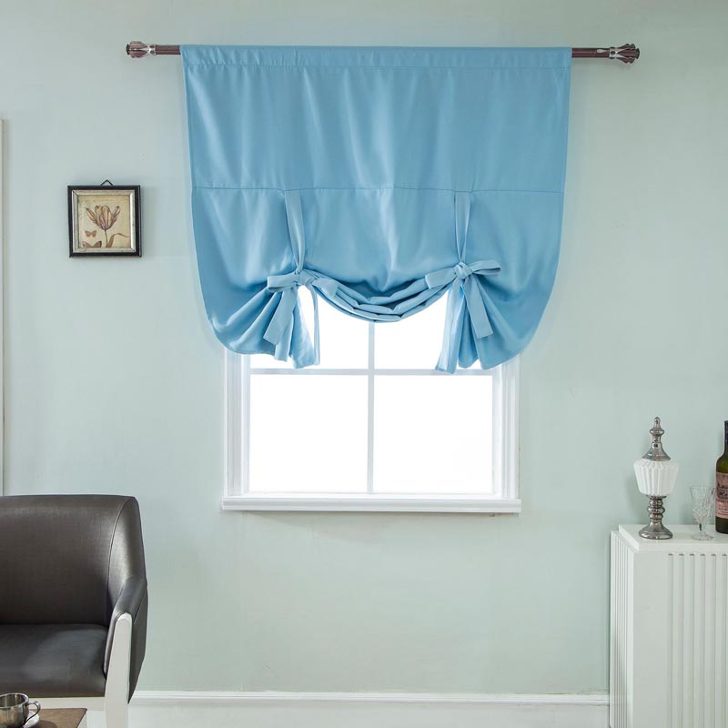 Kitchen Short Purdah Curtains Window Roman Blinds Drapes European style Decorative Valance: light blue