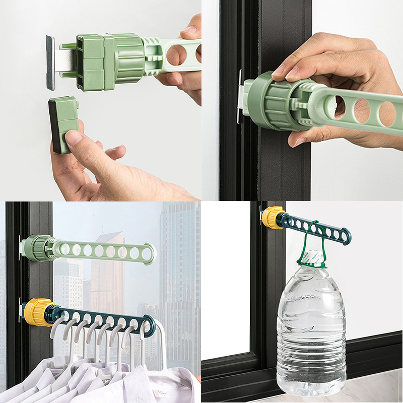 Bærbar hengende tørkestativ med vindu, uttrekkbar klessnor, utendørs, utendørs klesvasktau