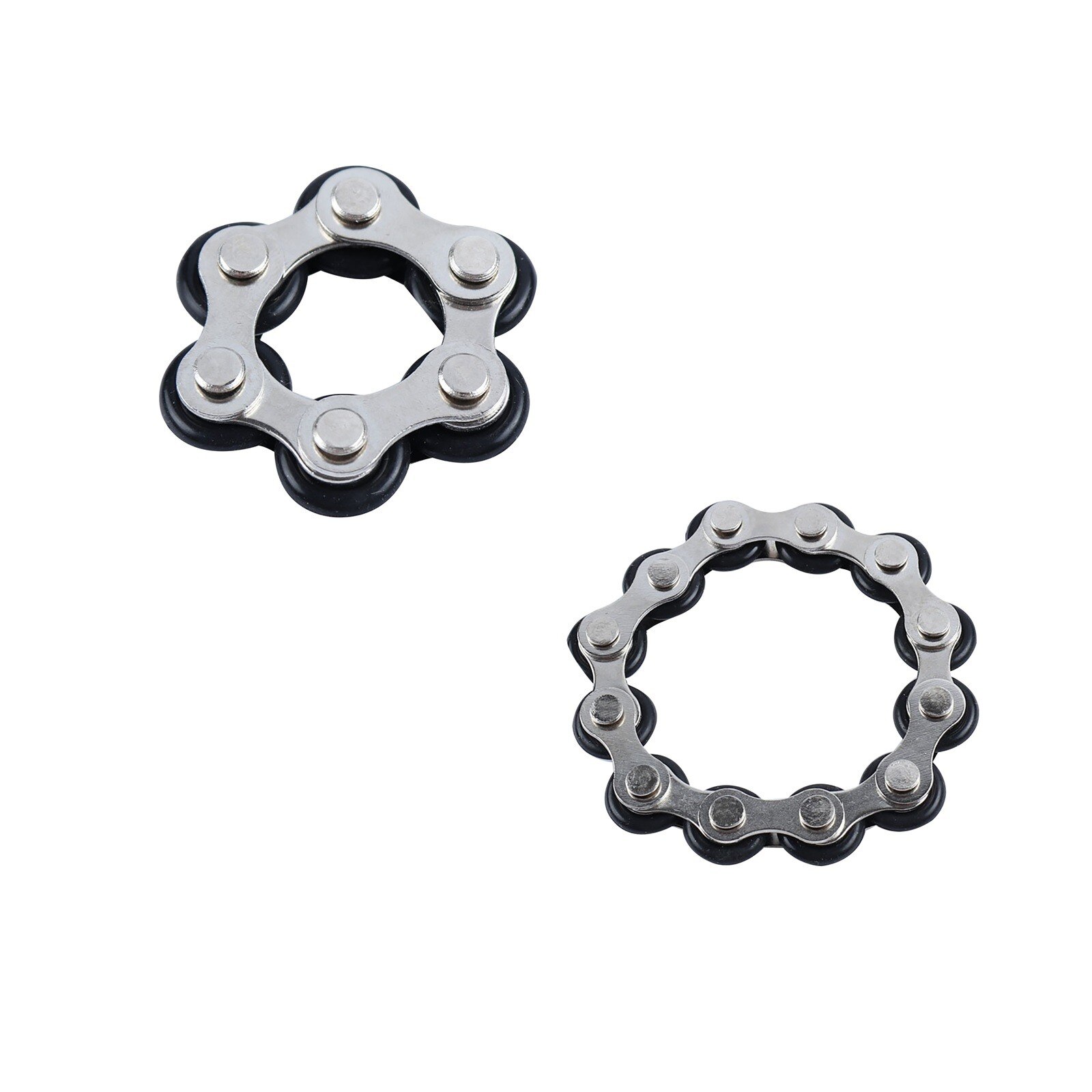 2PC 6/12 nodi nuovi portachiavi catena Fidget giocattoli per ansia catena antistress catena per bicicletta in acciaio inossidabile fibbia portachiavi giocattolo dito: A