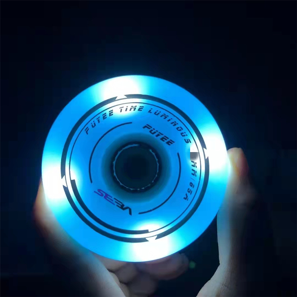 SEBA PUYEE-Rueda de patinaje LED brillante, 8 unidades, Original, 85A, 80mm: 8 Blue wheel / 76mm