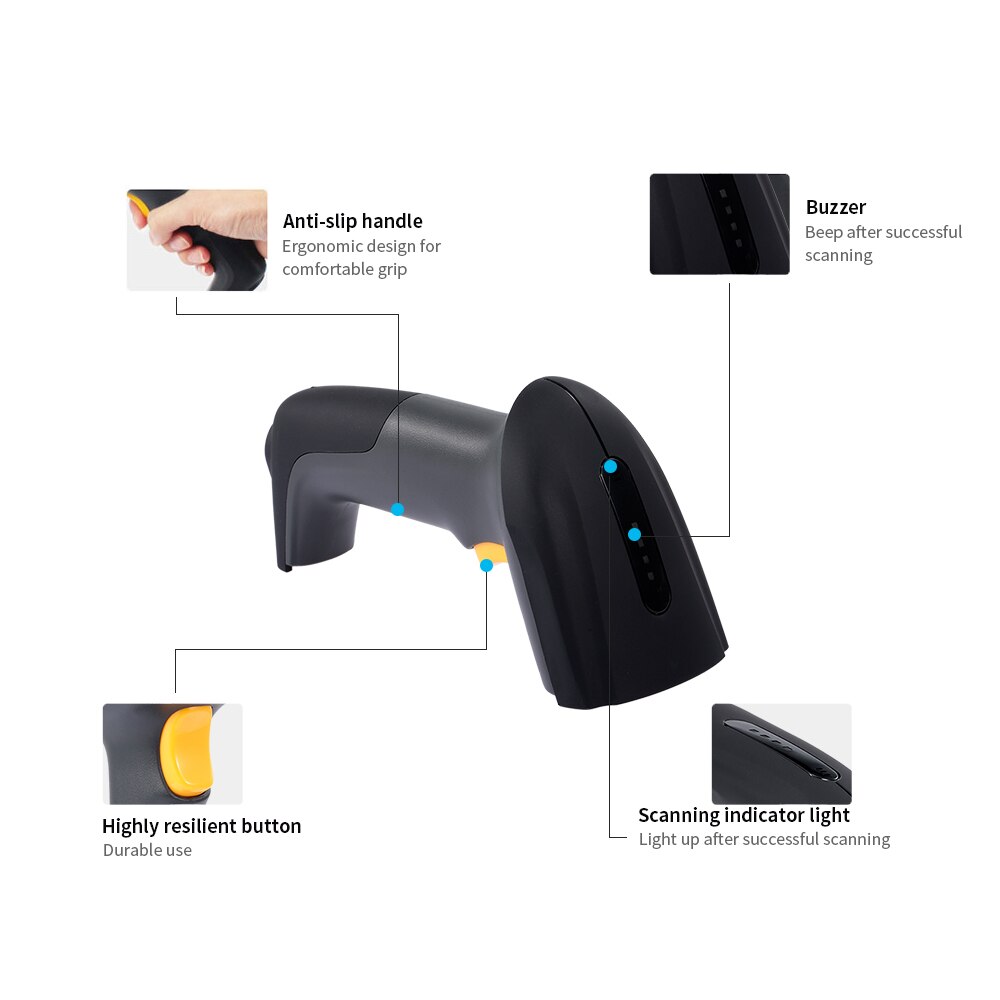 Handheld USB Wired Barcode Scanner USB Veelzijdige Scannen Code QR Code 1D & 2D Code Reader voor Supermarkten/Winkels