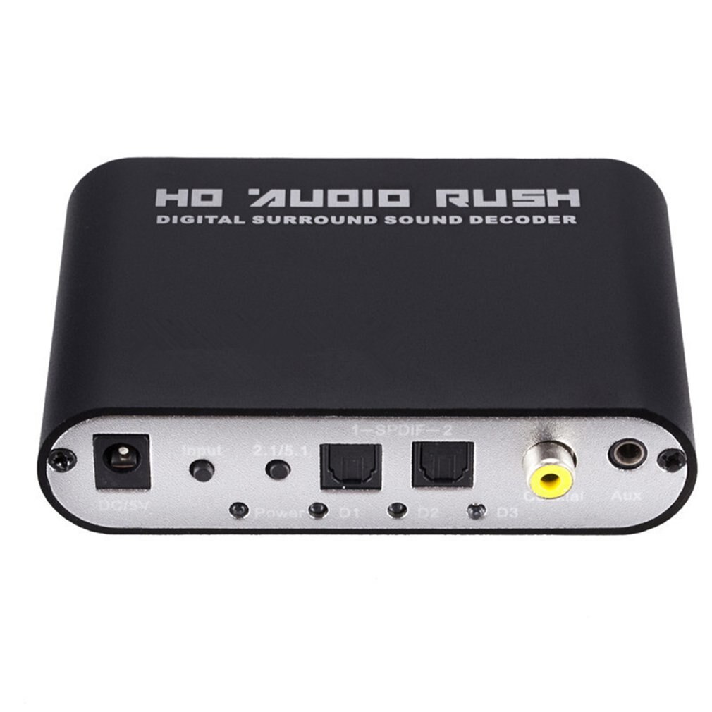 Digital 5.1 Audio Decoder Dolby Dts/Ac-3 Optical To 5.1-Channel RCA Analog Converter Sound Audio Adapter Amplifier Converter