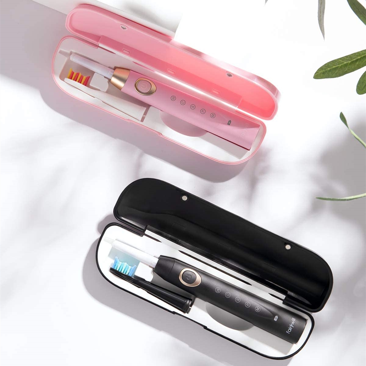 Fairywill – Brosses à dents électriques Sonic pour adultes et enfants,appareil de blanchiment rechargeable avec minuterie intelligente et 10 têtes de rechange, 5 modes de nettoyage,