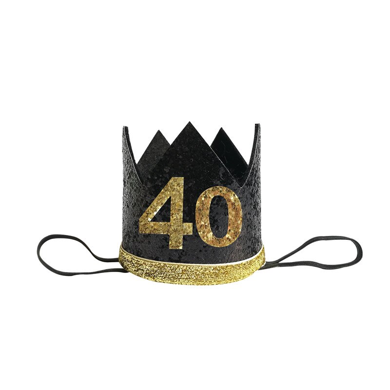 1 Uds 30 40 50 60 año diadema de corona de cumpleaños de las mujeres sombrero de adulto 30th 40th 50th Aniversario de accesorios de pelo suministro