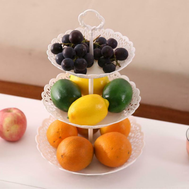 3-- laags standaard, drielaags fruitbord, taartstandaard, dessertgroente-opslagrek, bruiloftsfeest fruitcake-displayrek  #7