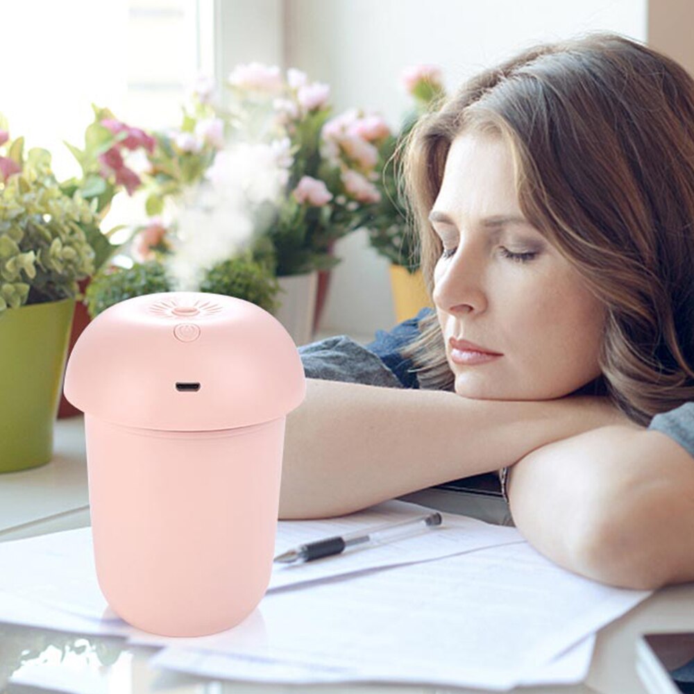 Mini Mushroom Humidifier Air Essential Oil Diffuser Aromatherapy Humidifier Ultrasonic USB Mist Maker with Warm Lights
