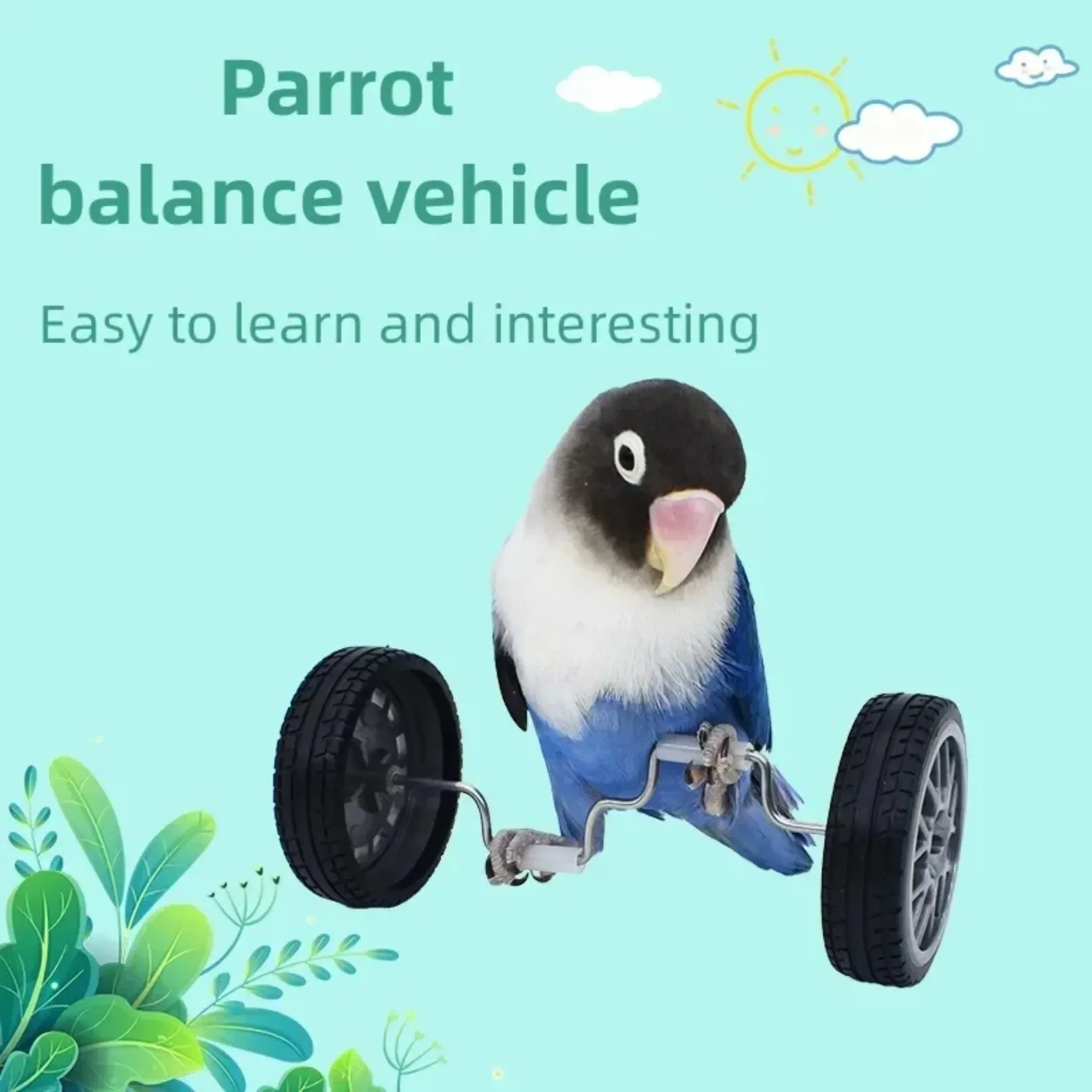 Juguetes para loros grandes, bicicleta, juguete de equilibrio de aves, Mini patines de doble fila, juguetes de entrenamiento para pájaros pequeños, ruedas giratorias, bicicleta para pájaros