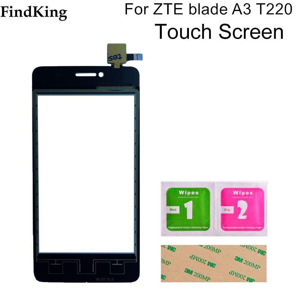 4'' inch Touch Screen Front Glass For ZTE Blade A3 T220 Touch Screen Glass Digitizer Touch Panel Sensor Tools Adhesive: Black No Tools