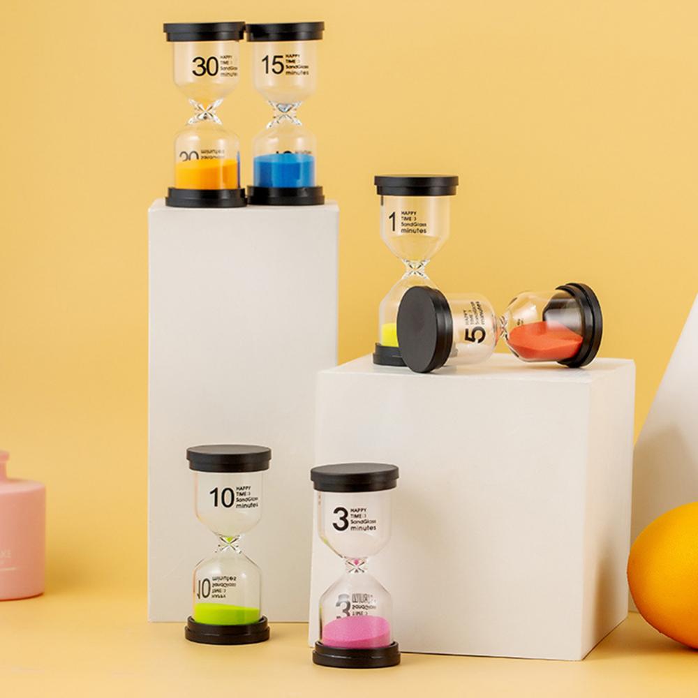 Sand Clock Timer 6 Pcs/Set 1/3/5/10/15/30min Sandglass Hourglass School Kids Game Decor