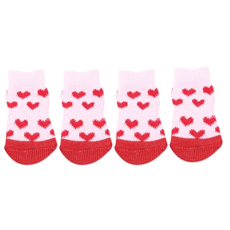 4 pcs Pet Dog Puppy Cat Shoes Slippers Non-Slip Socks Pet Cute Indoor for Small Dogs Cats Snow Boots Socks pet supplies: pink M