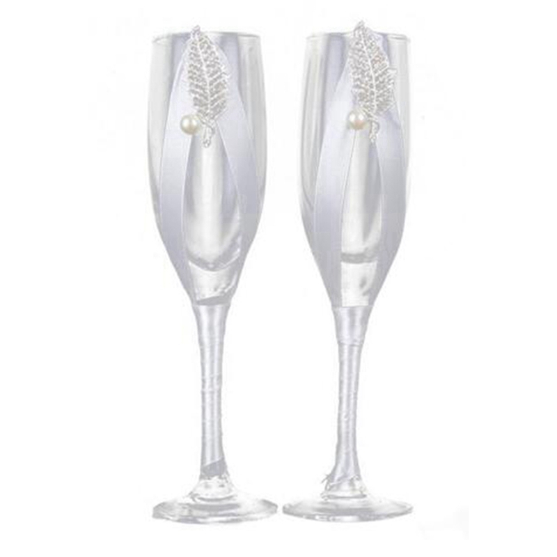 2Pc/Set Bridal and Groom Champagne Flutes Wedding Glasses Set Cup Toasting Goblet for Weddings Party: Default Title