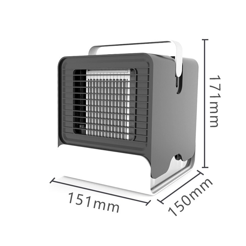 Draagbare airconditioner, draagbare mini-luchtkoeler, airconditioning met led-licht, luchtbevochtiger, zuivert de lucht, koelventilator voor thuiskantoor