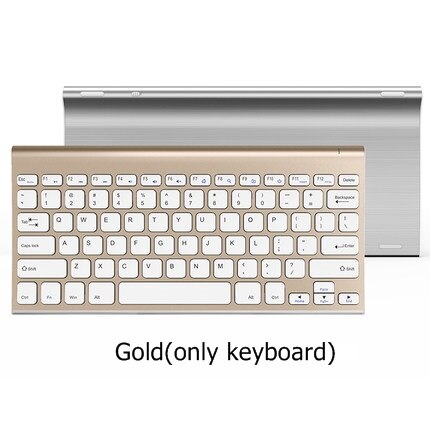 B.O.W HW086 Metal Ultra-Slim Quiet 2.4GHz Portable Wireless Keyboard and Mouse Combo For Desktop, Laptop: Gold keyboard only