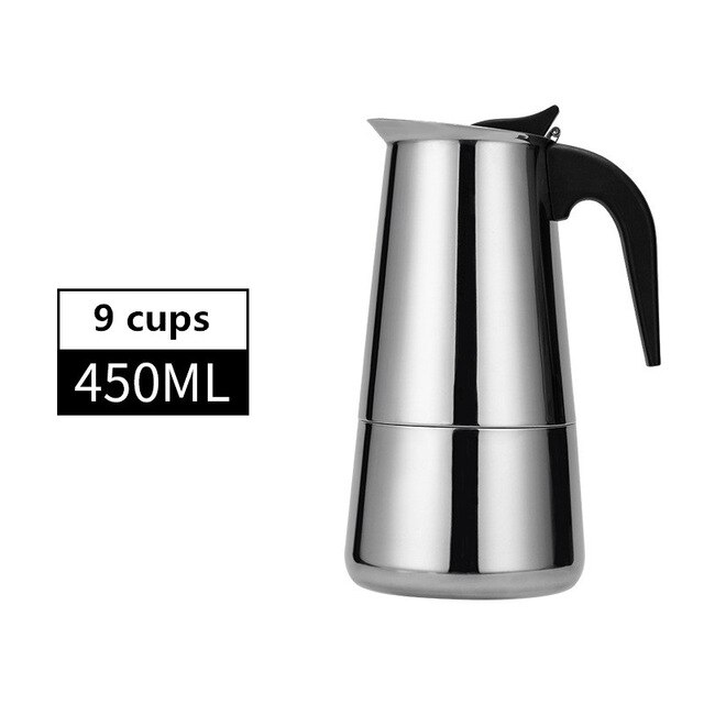 Portable coffee maker,Stainless Steel cold brew coffee Pot Moka Espresso ice kettle Mocha Pot for Home, Coffee Tool: 450ml