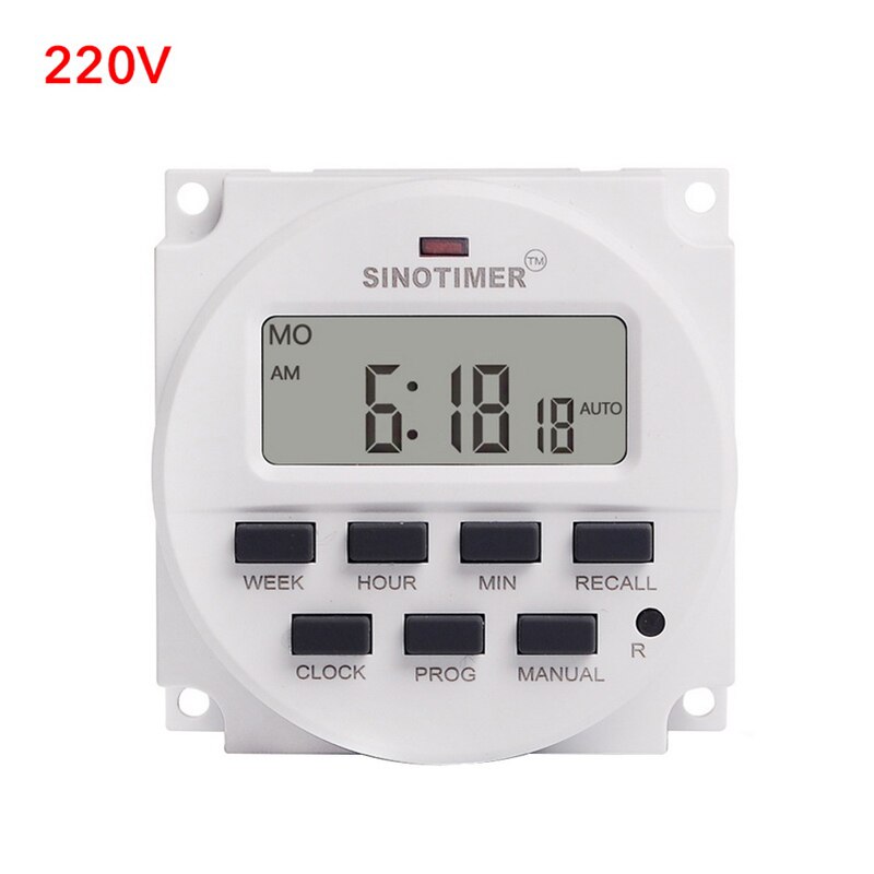CN101A 12V 24V 110V 240V Digital LCD temporizador programable tiempo alarma reloj luz temporizador: 220V