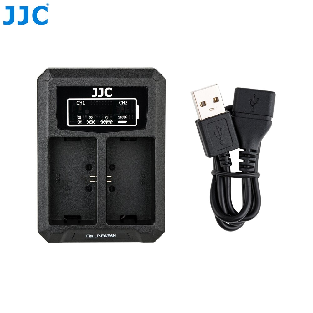 JJC USB Dual Battery Charger for Canon LP-E6 LP-E6N EOS R R5 R6 6D Mark II 5D Mark IV III II 70D 80D 6D 7D Replaces LC-E6 LC-E6E: Default Title