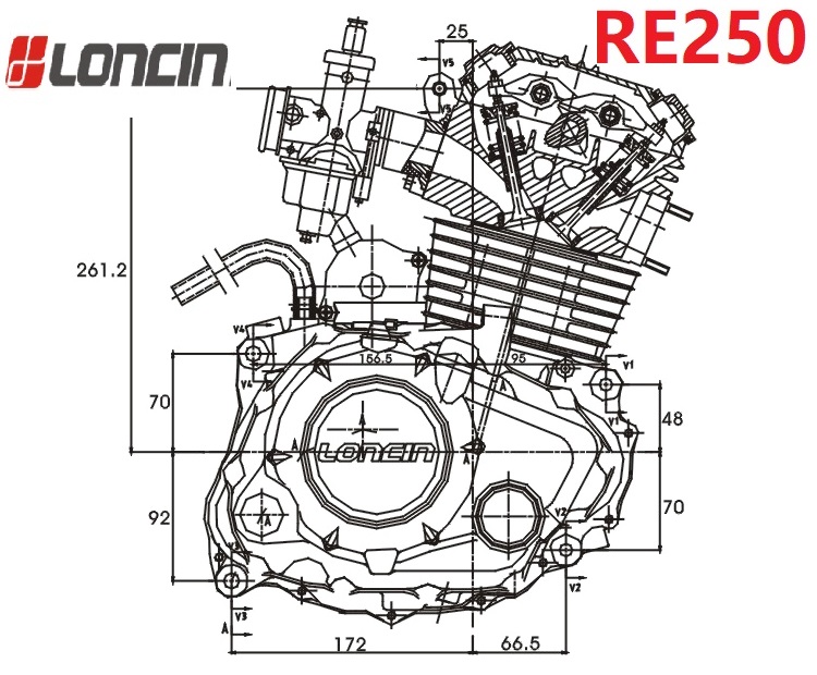 loncin re250 RE200 250cc engine chain sprocket cover stator star gear countershaft valve crankshaft time 65.5mm gasket piston