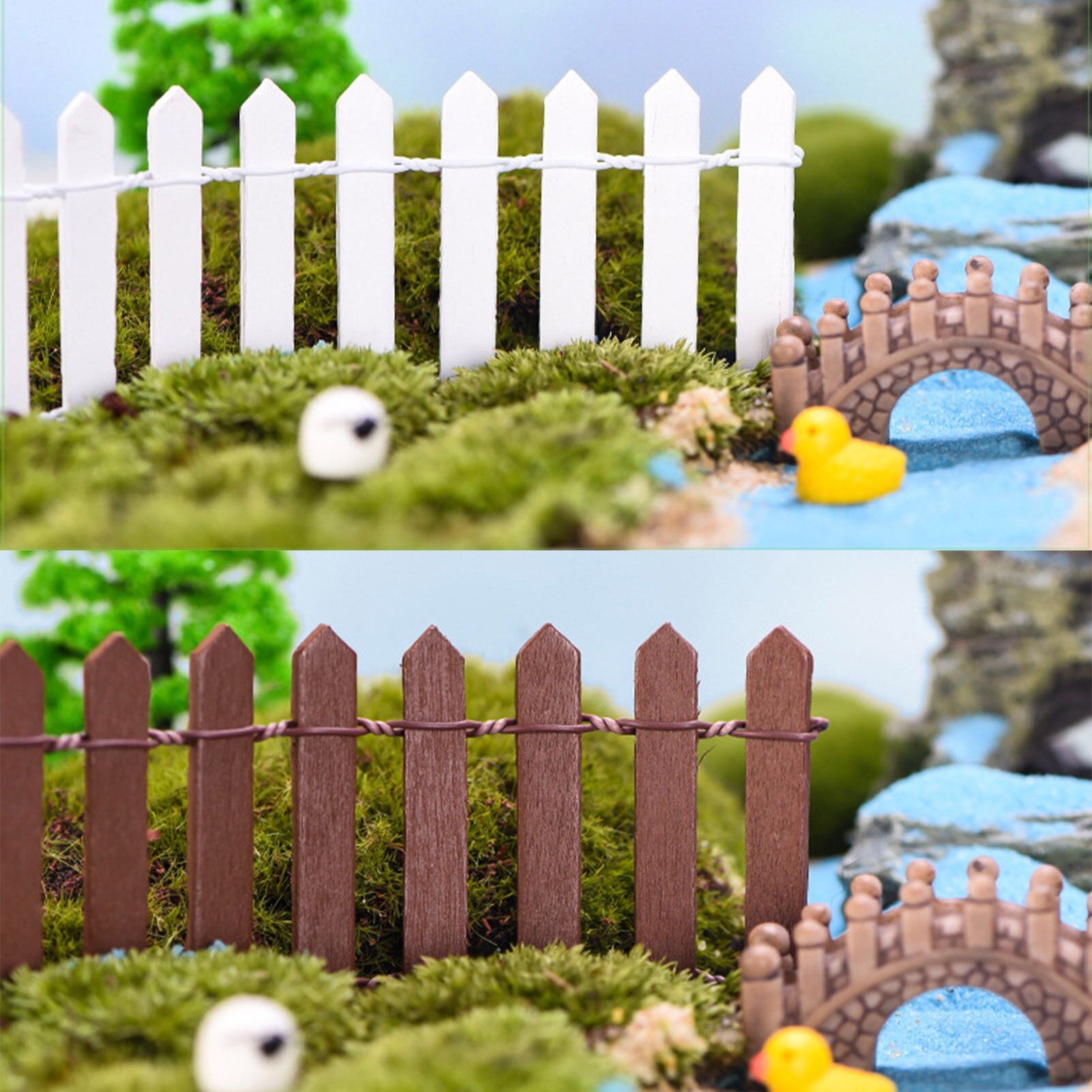 5x90cm DIY Mini Small Fence Barrier Wooden Craft Miniature Fairy Garden Terrarium Potted Palings Showcase Decoration