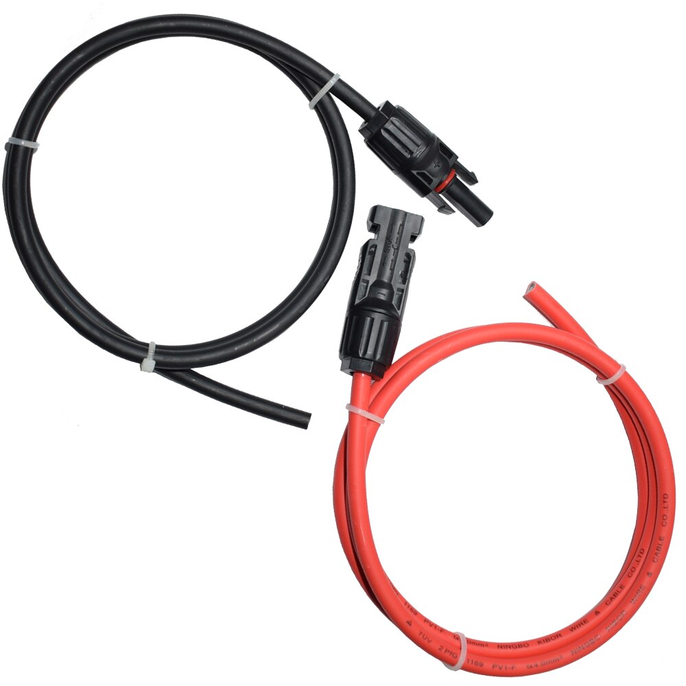 1 Pair Solar Panel Extension Cable Copper Wire Black and Red with solar Connector Solar PV Cable 4mm²/2.5mm2 10/12AWG