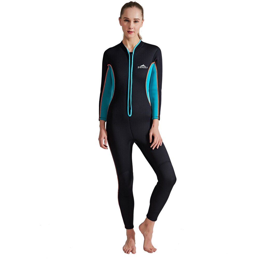 Traje de neopreno de 3mm para mujer, traje de neopreno térmico para hombre, traje completo de manga larga para buceo, surf, parejas a juego con cremallera frontal: A2 / S