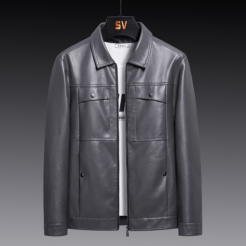 Mannen Jassen Kleding Lente 2022 Oversized Jas Trend Losse Toevallige Pu Leren Jas Jas Mannen Rits Revers Jassen kleding