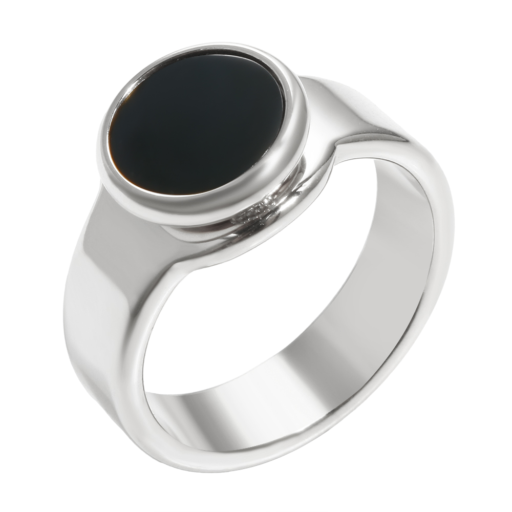 Punk Zwarte Steen Zegel Ring Textuur Metalen Ring Roestvrij Staal Glanzend Voor Vrouwen Man Liefhebbers Sieraden Cadeau: 6 / green