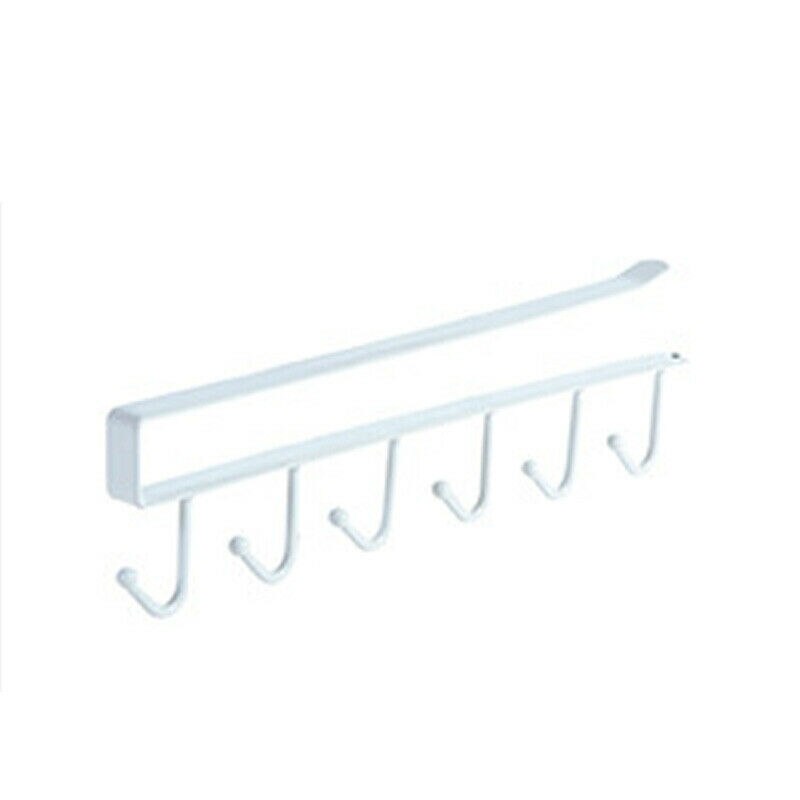 support de tasse à 6 crochets, pour suspendre les armoires de cuisine, sous les étagères, étagère de rangement, organisateur, crochet fournitures de placard de cuisine, offre spéciale: WHITE