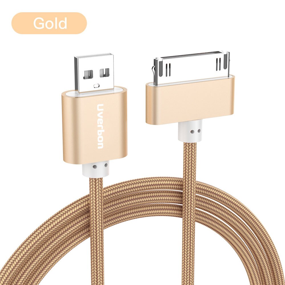 Dla iphone 4 kabel USB robić ładowania 30 Szpilka pleciony nylon wysokiej jakości USB robić synchronizacji danych kabel robić ładowania dla iphone 4s iPad 2 3 4 ipoda: złoto / 1 m