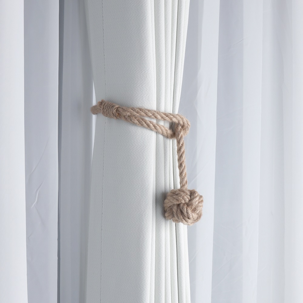 Corbatas de cáñamo con forma de bola, sujetadores de Cortinas Vorhang, Clips de cuerdas hechos a mano de punto, decoraciones para el hogar al aire libre