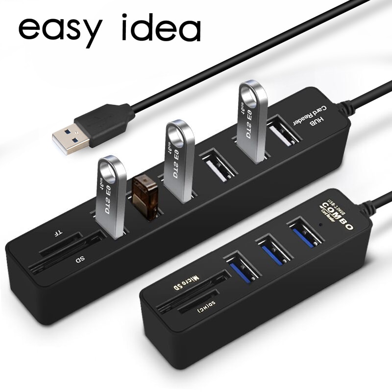 Hub multi USB 3.0/2.0 haute vitesse, 3/6 ports et lecteur de carte SD/TF, adaptateur tout-en-un, accessoires pour ordinateur