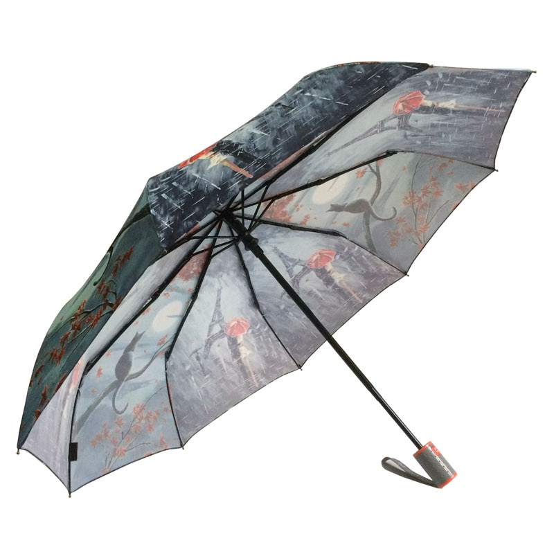 Paraguas de lujo automático para mujer, sombrilla resistente a la lluvia, al agua y al viento, 3 pliegues, 23 pulgadas, 9K,