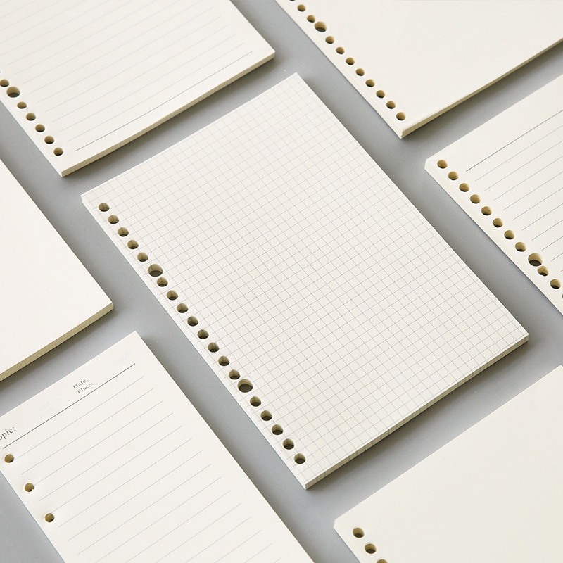 Libreta A5 de 20 agujeros B5 con 26 agujeros, recargas de papel, diario en espiral, páginas internas, cuadrícula punteada, cubierta con espiral Cornell PP en blanco