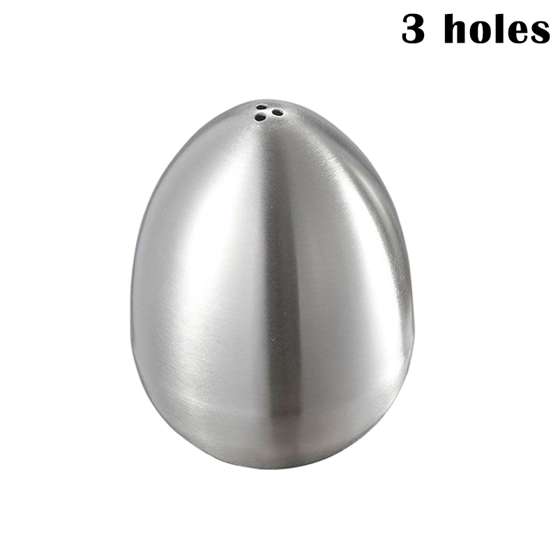 1 Pcs Durable Stainless Steel Egg-Shaped Salt Pepper Shaker Table Server Kitchen Tool J2Y: 3 holes