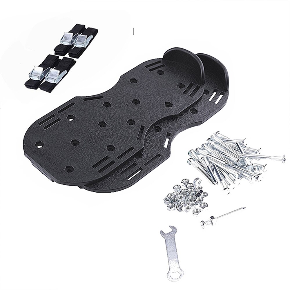 Aérateur de chaussures de pelouse, outil efficace pour aérer le sol de cour, sandales aérées à pointes de 2.2 "avec 2 sangles réglables, boucle métallique: Black