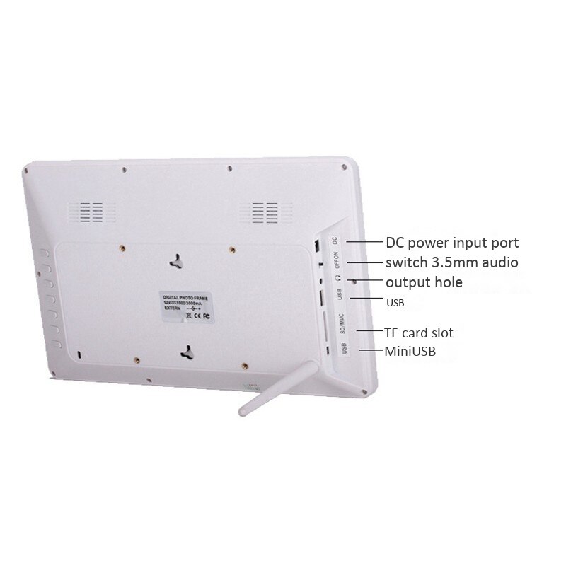 Digital Picture Frame 12 Inch HD 1280X800 Music Video Player Clock