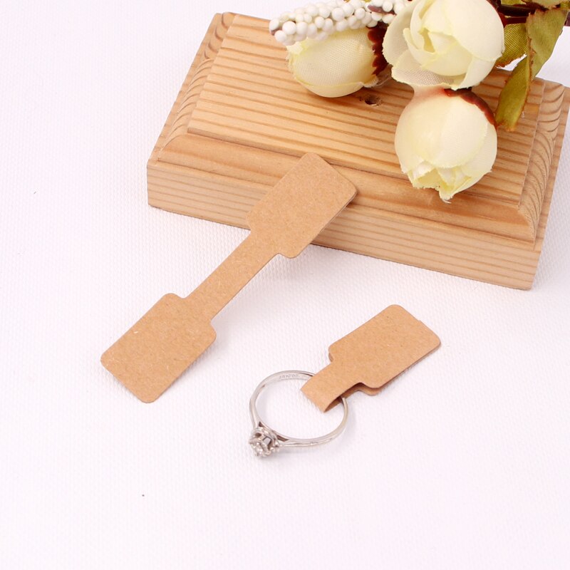 100 pz/lotto carta bianca gioielli anello adesivi Display etichette per imballaggio etichette 6x1.2cm rettangolo adesivo di carta per anelli: Brown