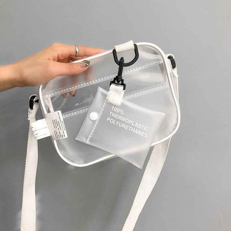 Nowy PVC przezroczysty kobieta dziewczyny torba na ramię Crossbody mały telefon torby robić makijażu robić przechowywania szeroki pasek torba na zakupy