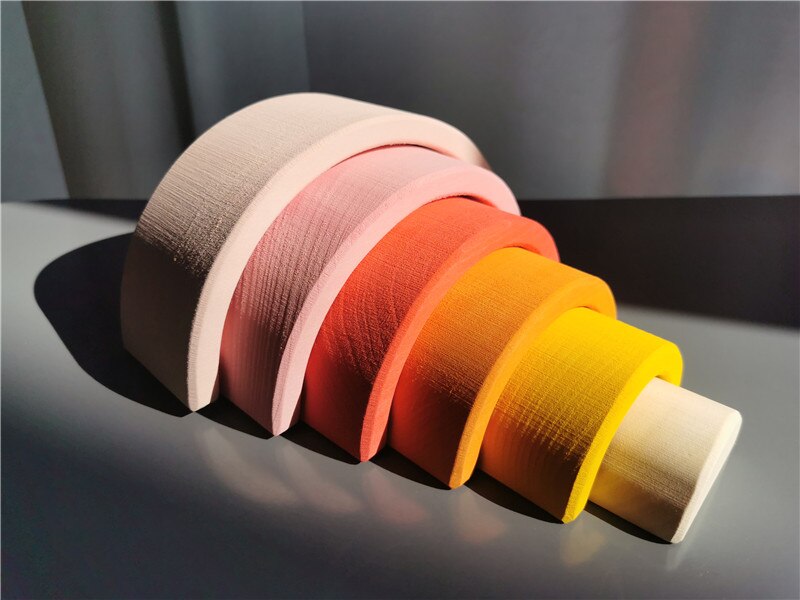 Baby Montessori Holz Spielzeug Regenbogen Verschachtelung Schalen Baswood 6 Schicht Bogen Hefter Blöcke Bäume: Rosa Stapler 6