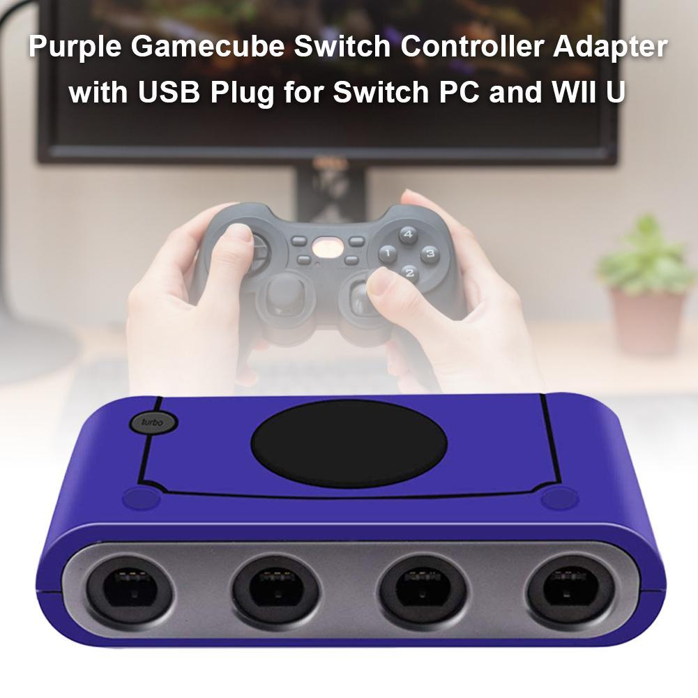 Paars Gamecube Schakelaar Controller Adapter met USB Plug voor Switch PC en WII U # CW
