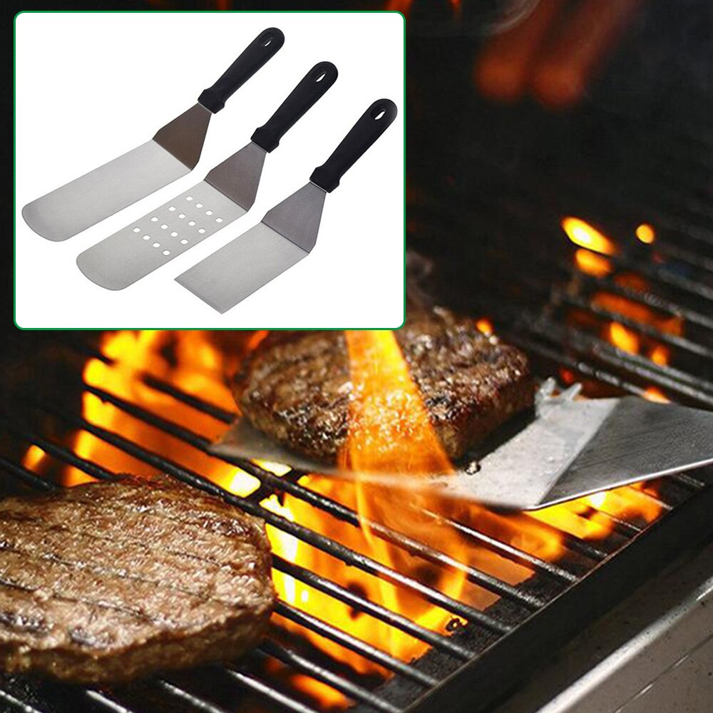 Stainless Steel Plastic Handle Cooking Spatula Kitchen Cookware Barbecue Tool BBQ Tools Kitchen Cooking Spatula