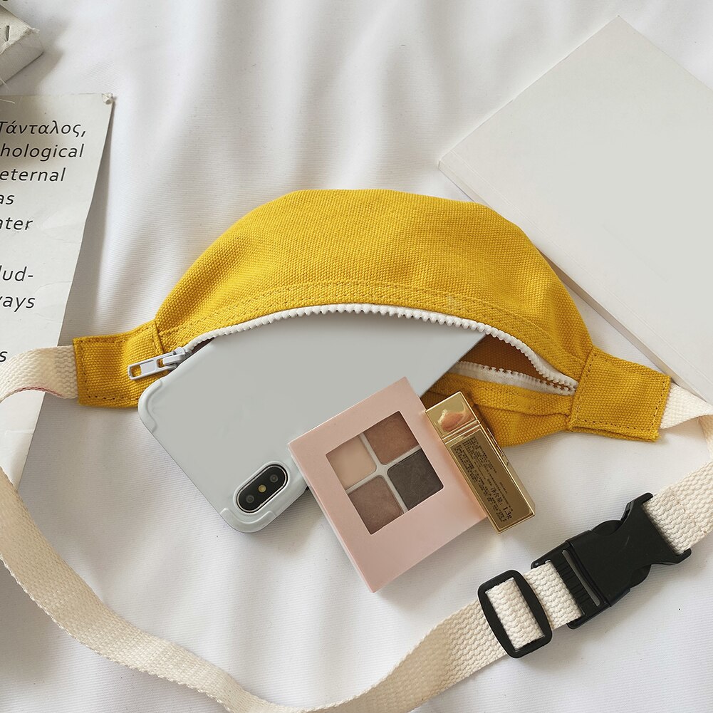 Bolso de cintura de Fanny Casual para niñas, bolso de lona con cinturón para el pecho, bolso de hombro ligero y informal con cremallera para mujeres