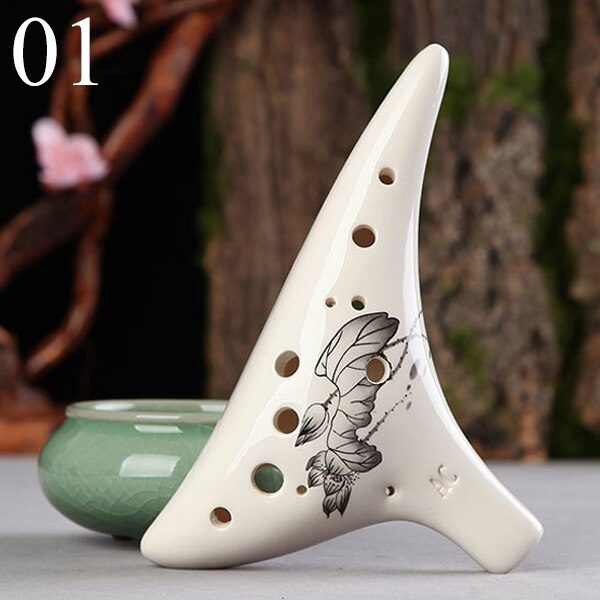 12 Hole Ocarina van Tijd Keramische Top Alto C Fluit 6 patroon Ocarina Fluit Wind Orff 13 graden FLU09: 01