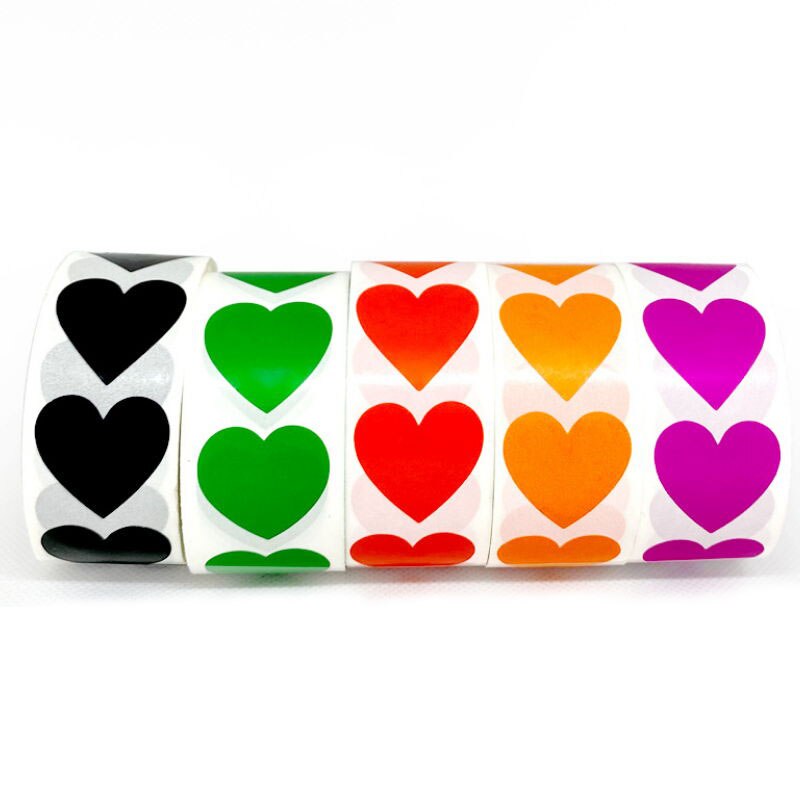500pcs/roll Heart Shaped Blank Stickers seal Labels red stickers scrapbooking for Package wedding decoration stationery sticker