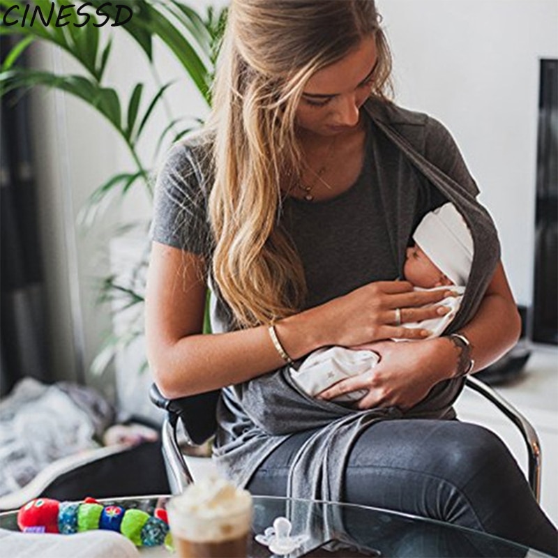 Moederschap Multifunctionele Verpleging Kleding Casual Solid Verpleging Tops Borstvoeding Kleding Voor Zwangere Vrouwen Zomer T-shirts