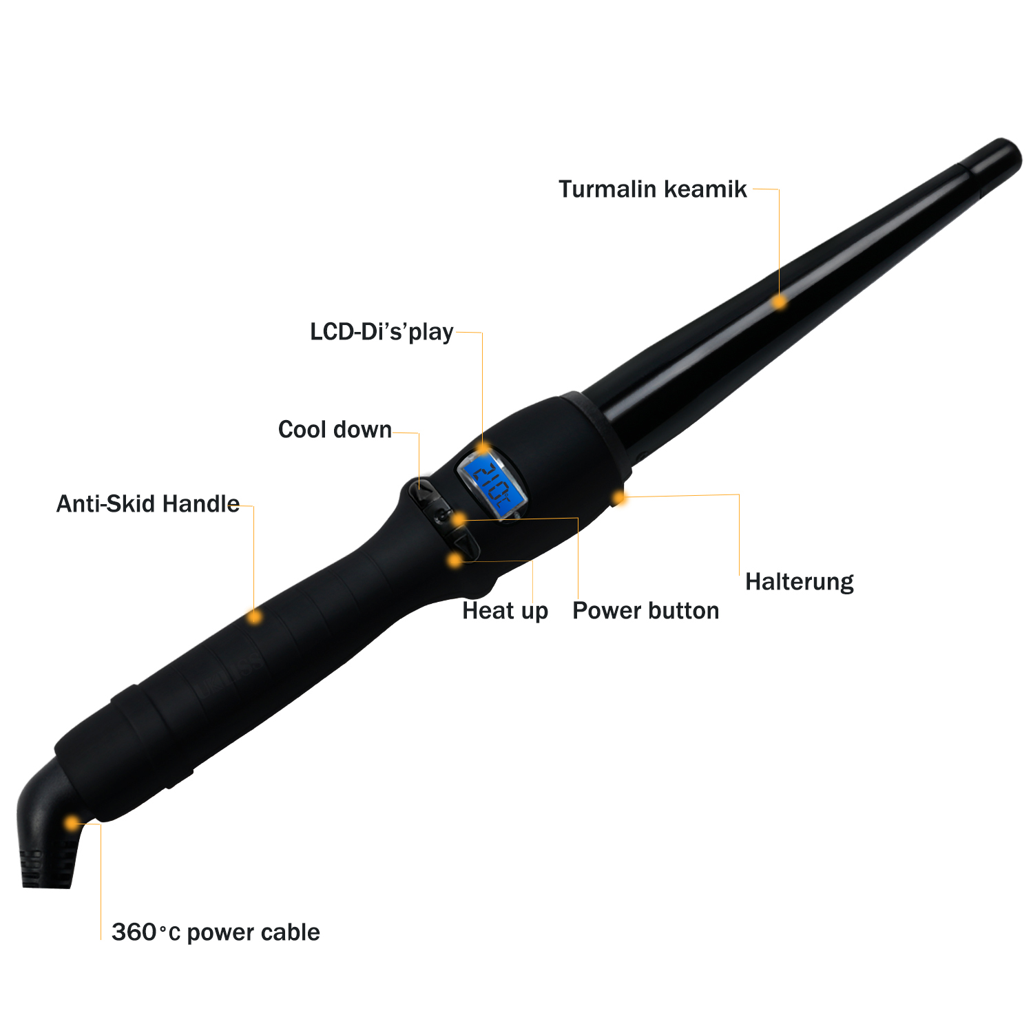 Hair Curling Wand Conical Curling Iron Single Tube Ceramic Pear Flower Cone LCD Curlers Electric Hair Curler Styling Tools