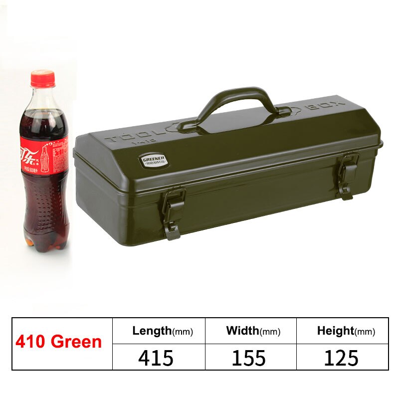Boîte à outils valise professionnelle étanche organisateur vide fer à la maison grand rangement en métal boîte à outils Portable polyvalente: 410 green