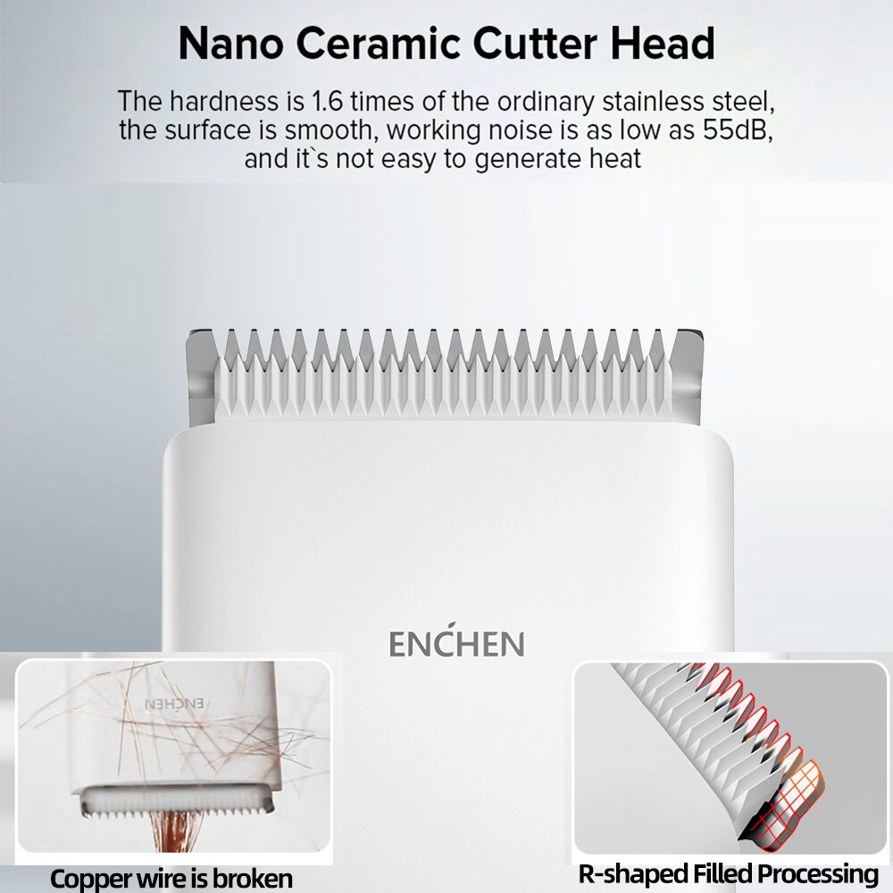 ENCHEN Hair Clipper Men's USB Rechargeable Electric Beard Trimmer Two Speed Ceramic Cutter Hair Cutting Machine